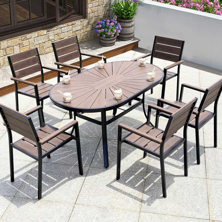 Hokku Designs Caraleigh 6 Person Oval Outdoor Dining Set Wayfair Canada